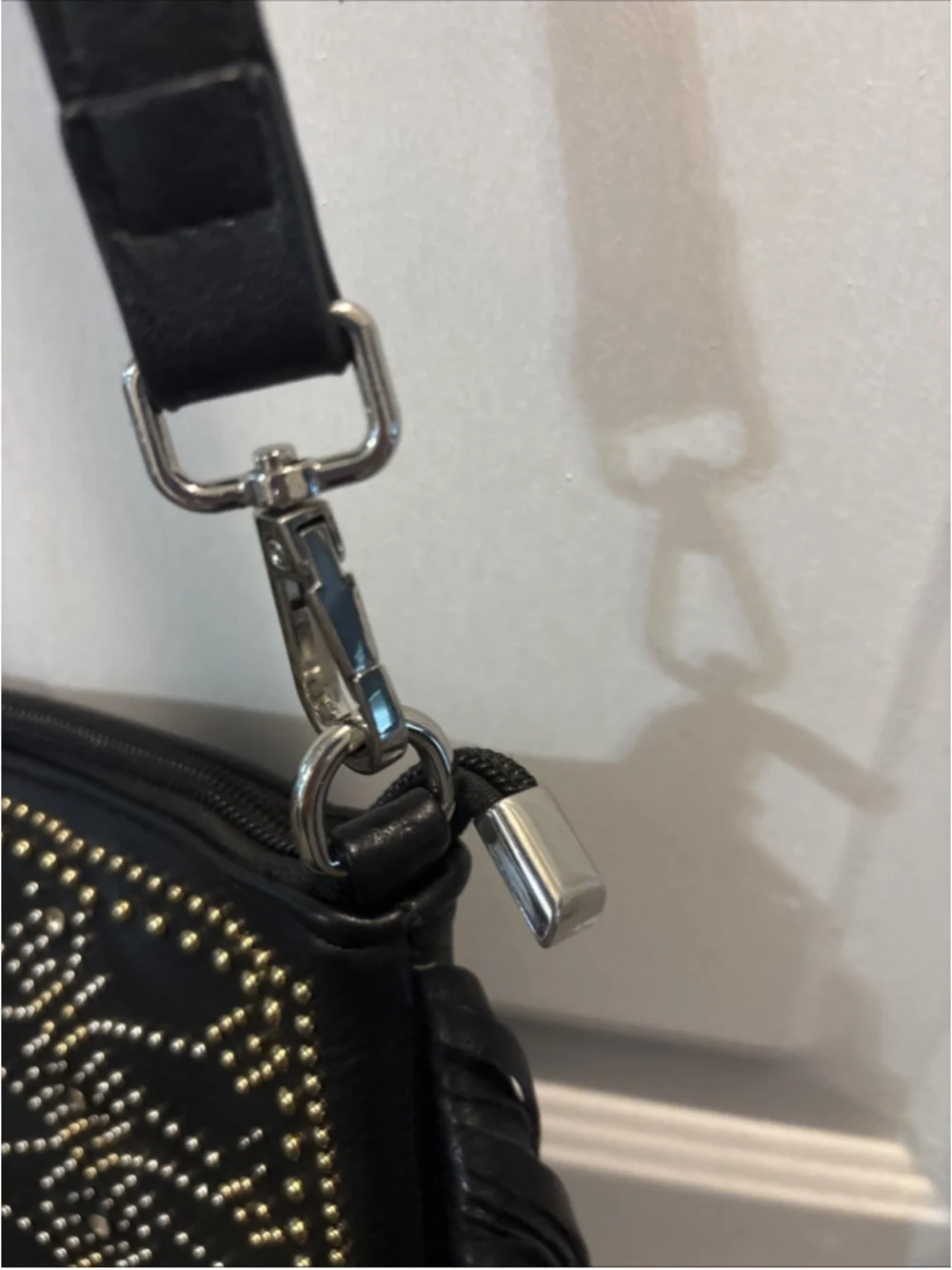 Imoshion Crossbody Bag Fringe & Gold Studded Vegan Leather ~ Black (1082)